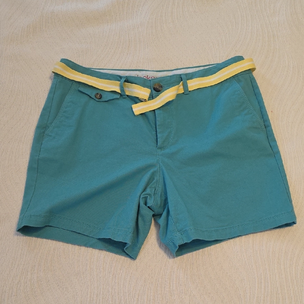 Dockers Teal Shorts with Yellow Belt